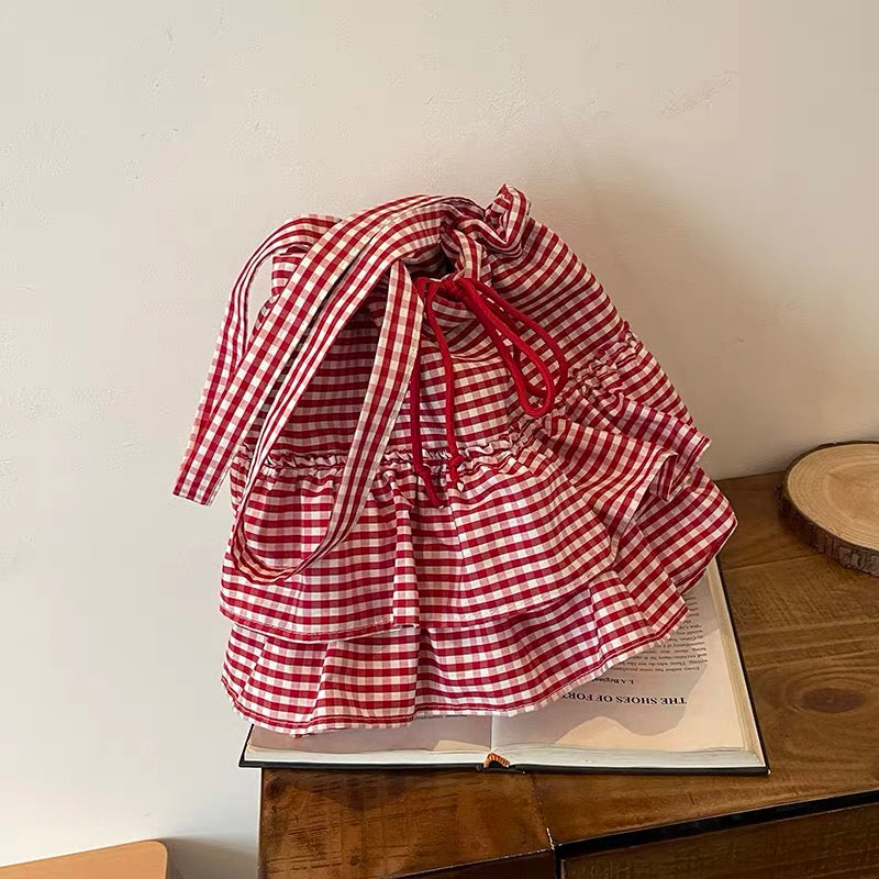 Ruffle Gingham Tote Bag