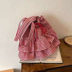 Ruffle Gingham Tote Bag