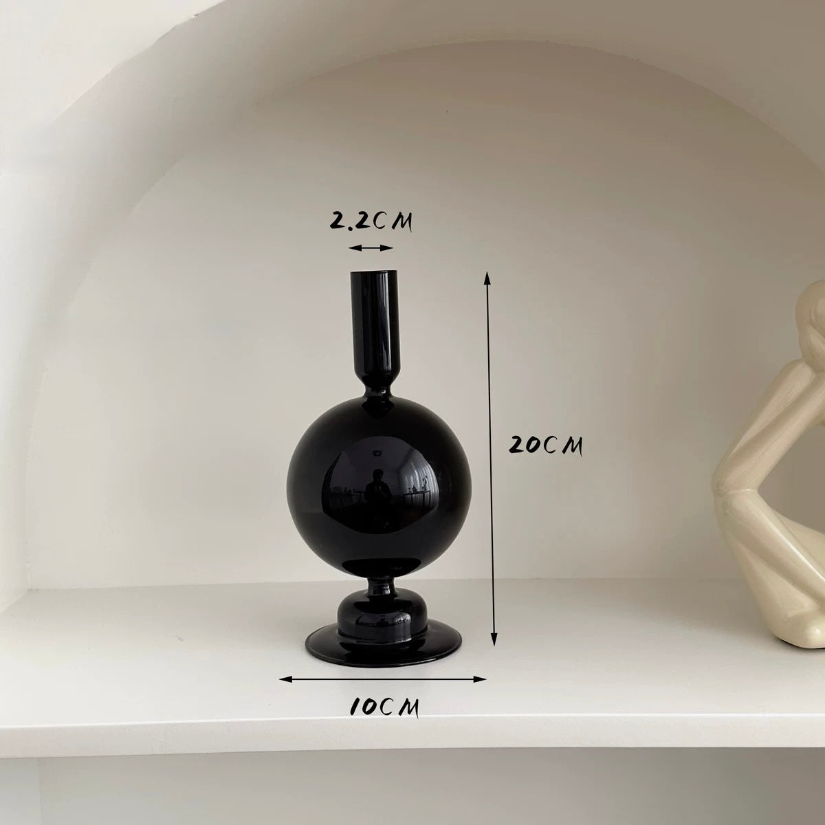 Decorative Black Glass Candle Holder