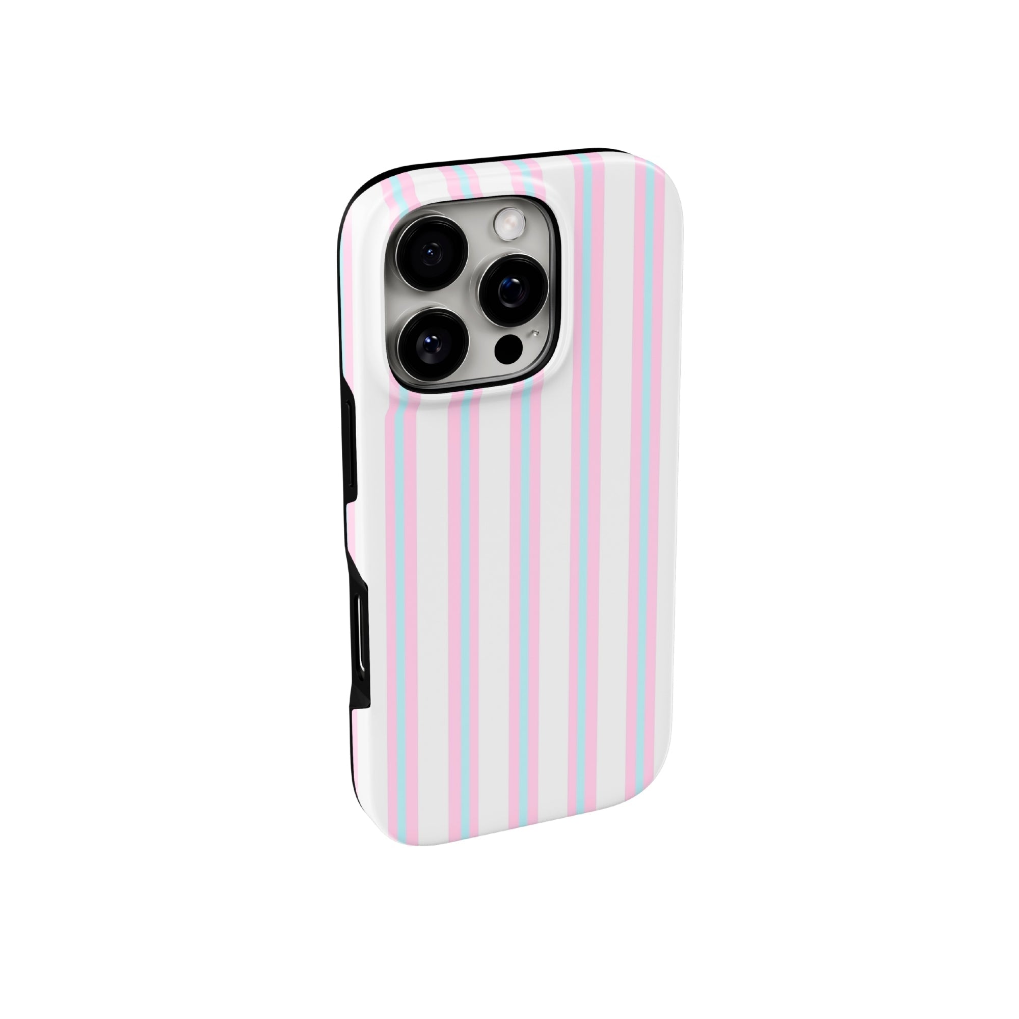 Glossy Pink & Blue Striped iPhone Case