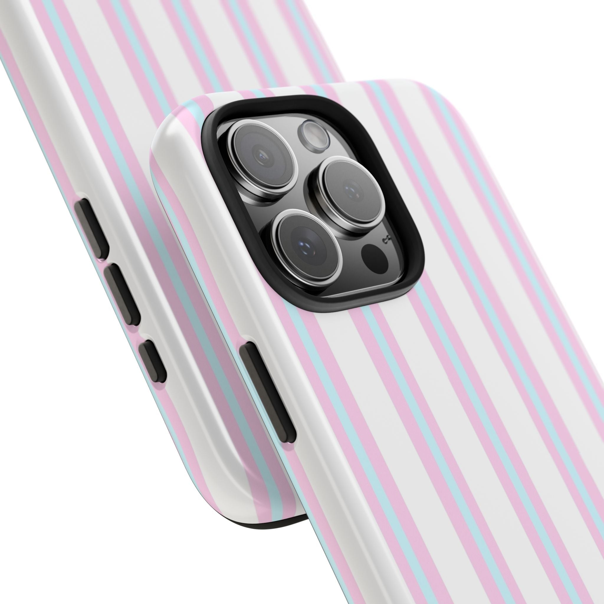 Glossy Pink & Blue Striped iPhone Case