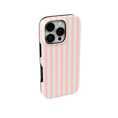 Glossy Pink & Yellow Striped iPhone Case