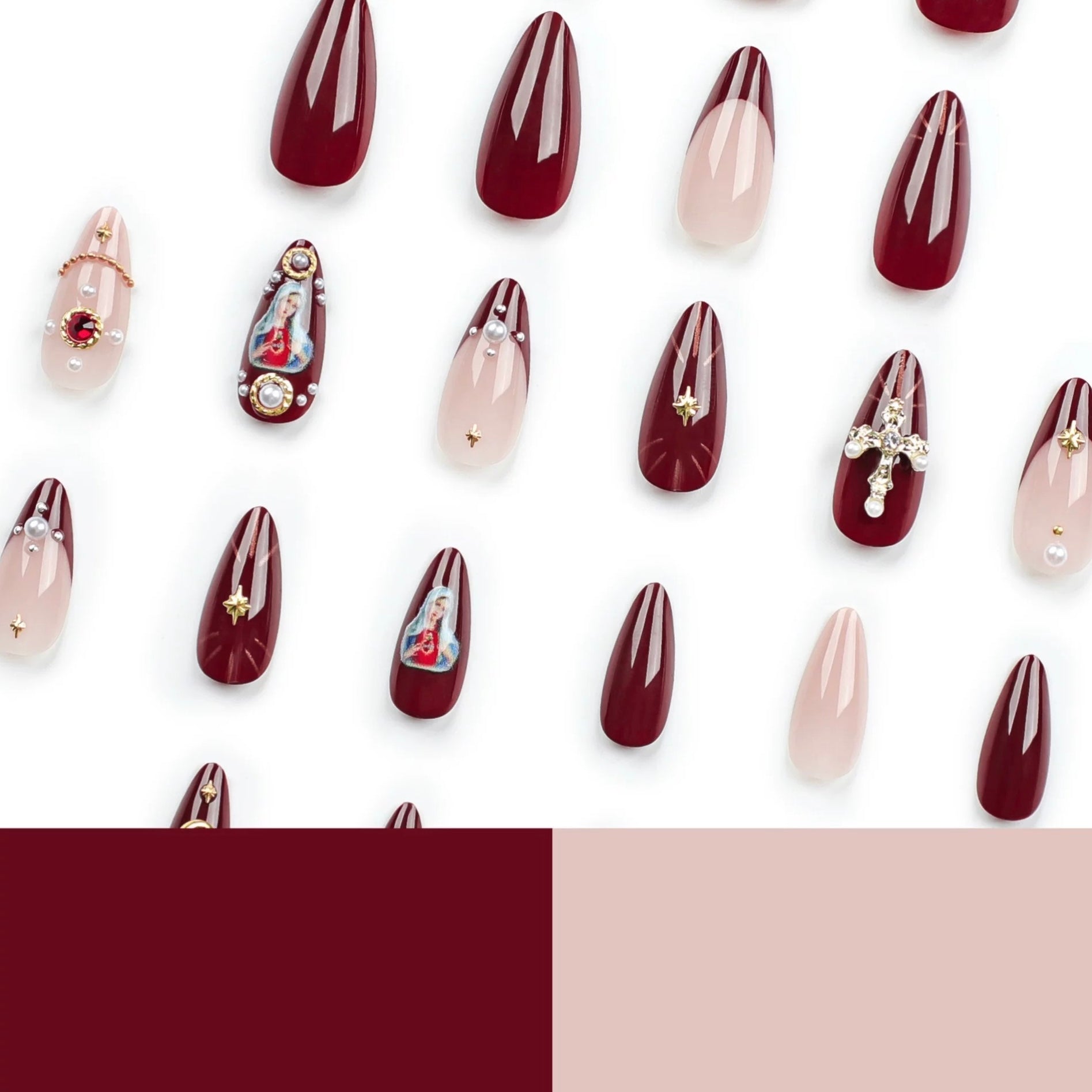 Red Baroque False Nails