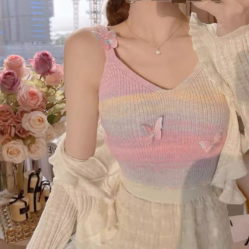 Gradient Butterfly Crop Top
