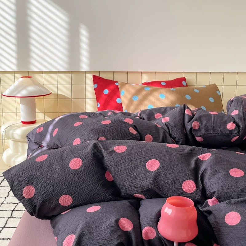 Gray Polka Dot Duvet Cover Set