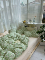 Green Ditsy Floral Cotton Bedding Set