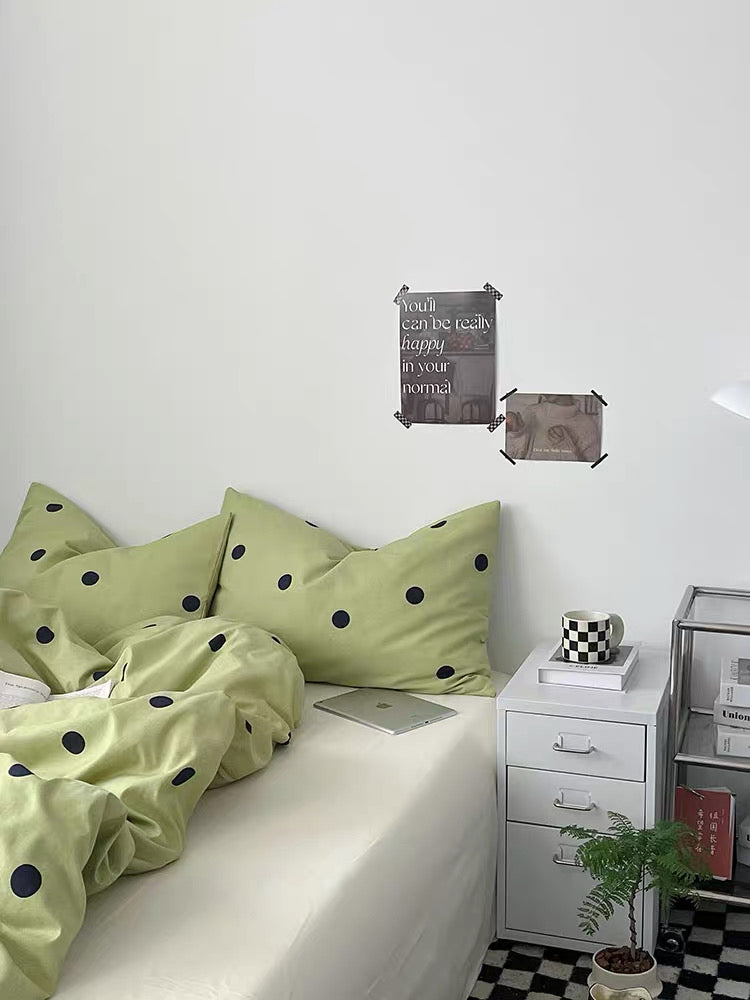 Sage Green Polka Dot Duvet Cover Set