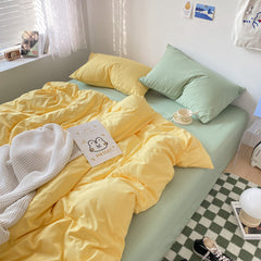 Soft Yellow & Green Duvet Cover Set