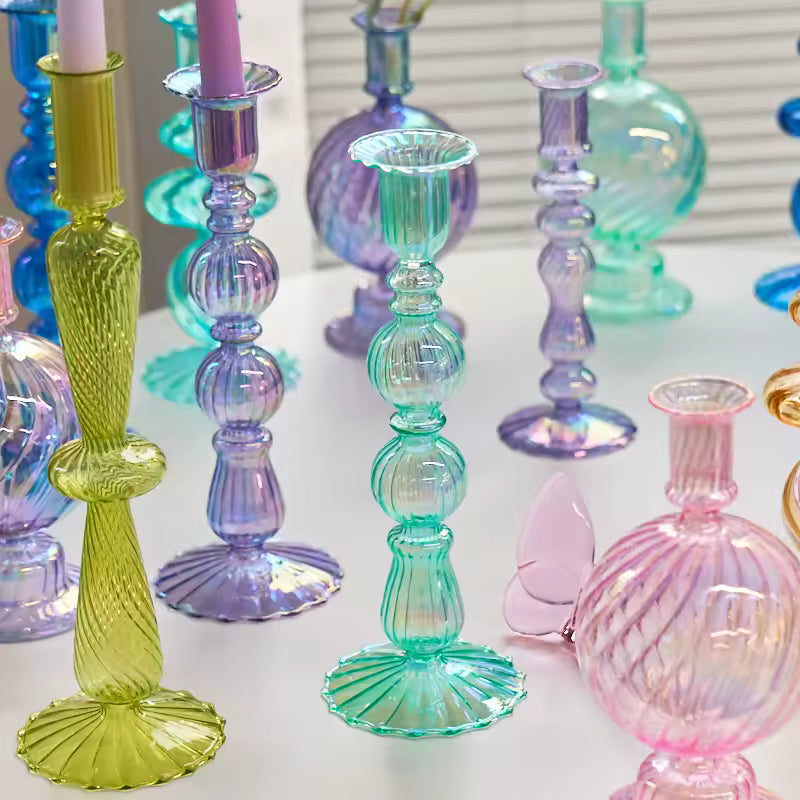 Groovy Glass Taper Candle Holders