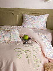 Pink Coquette Embroidered Duvet Cover Set