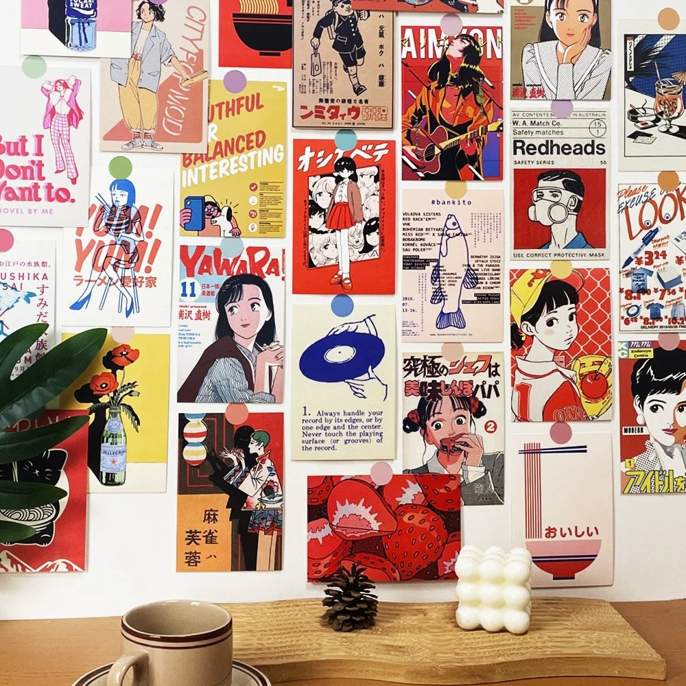 Japanese Vintage Wall Collage Postcards