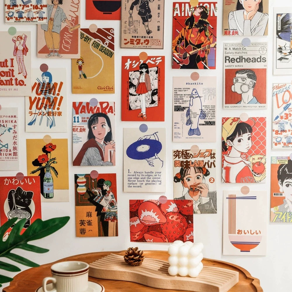 Japanese Vintage Wall Collage Postcards