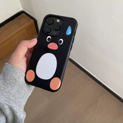 Black Cartoon Penguin iPhone Case