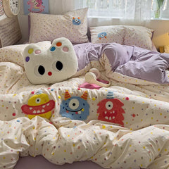 Cartoon Monster Embroidery Bedding Set