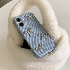 Sparkly Denim Bow iPhone Case