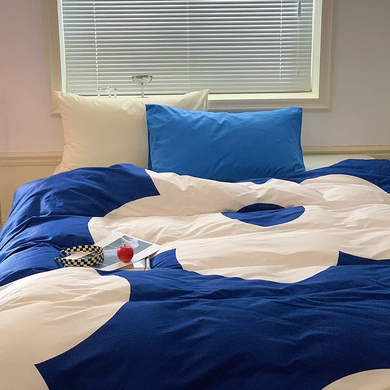 Blue Floral Cotton Bedding Set