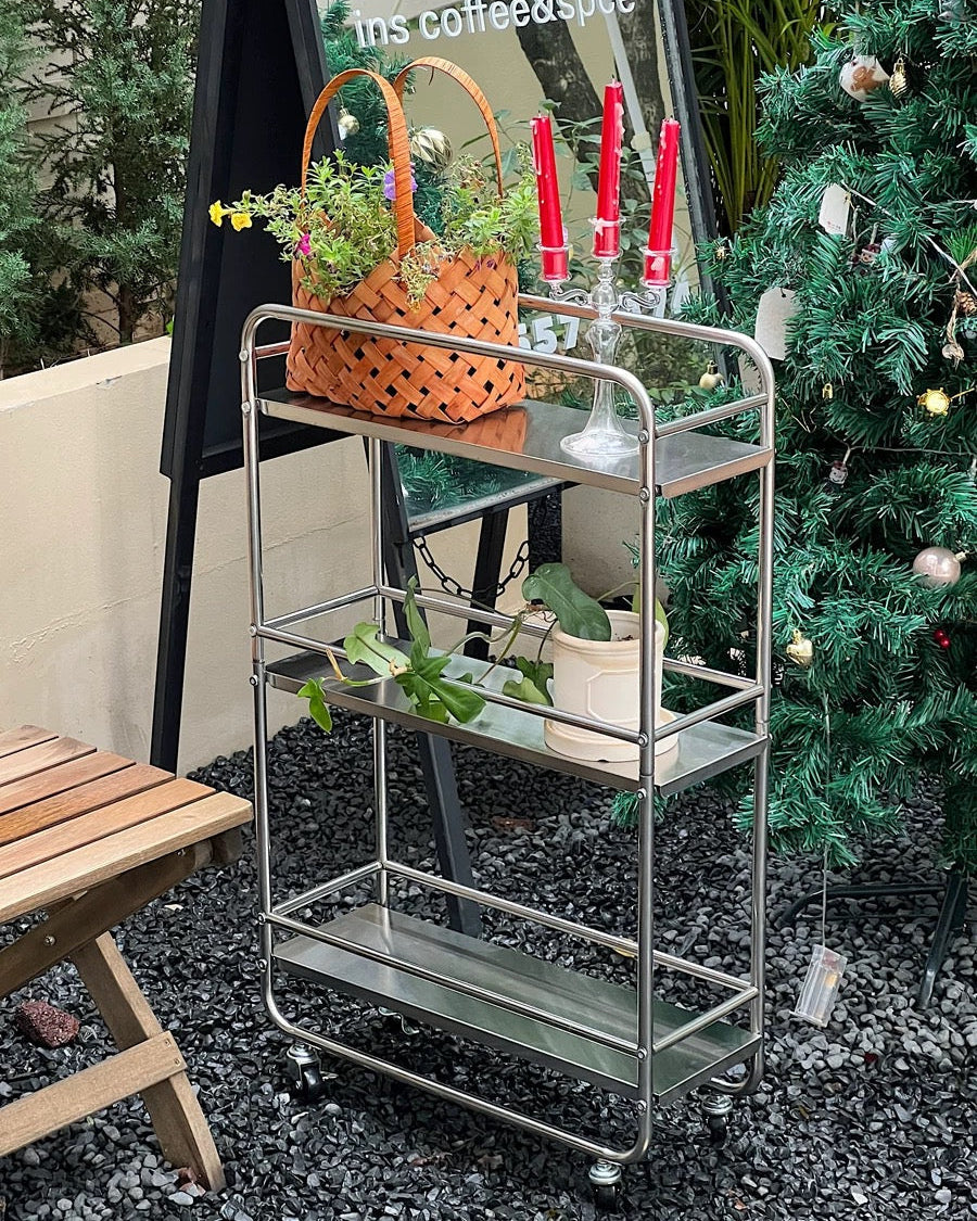 Chrome Rolling Bar Cart