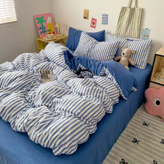 Blue Striped Bedding Set