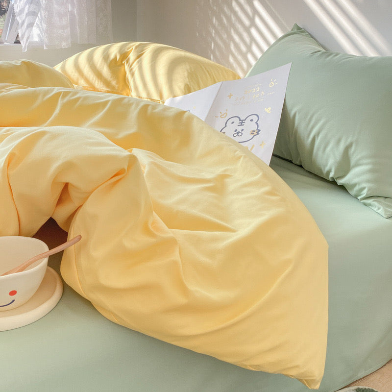 Soft Yellow & Green Duvet Cover Set