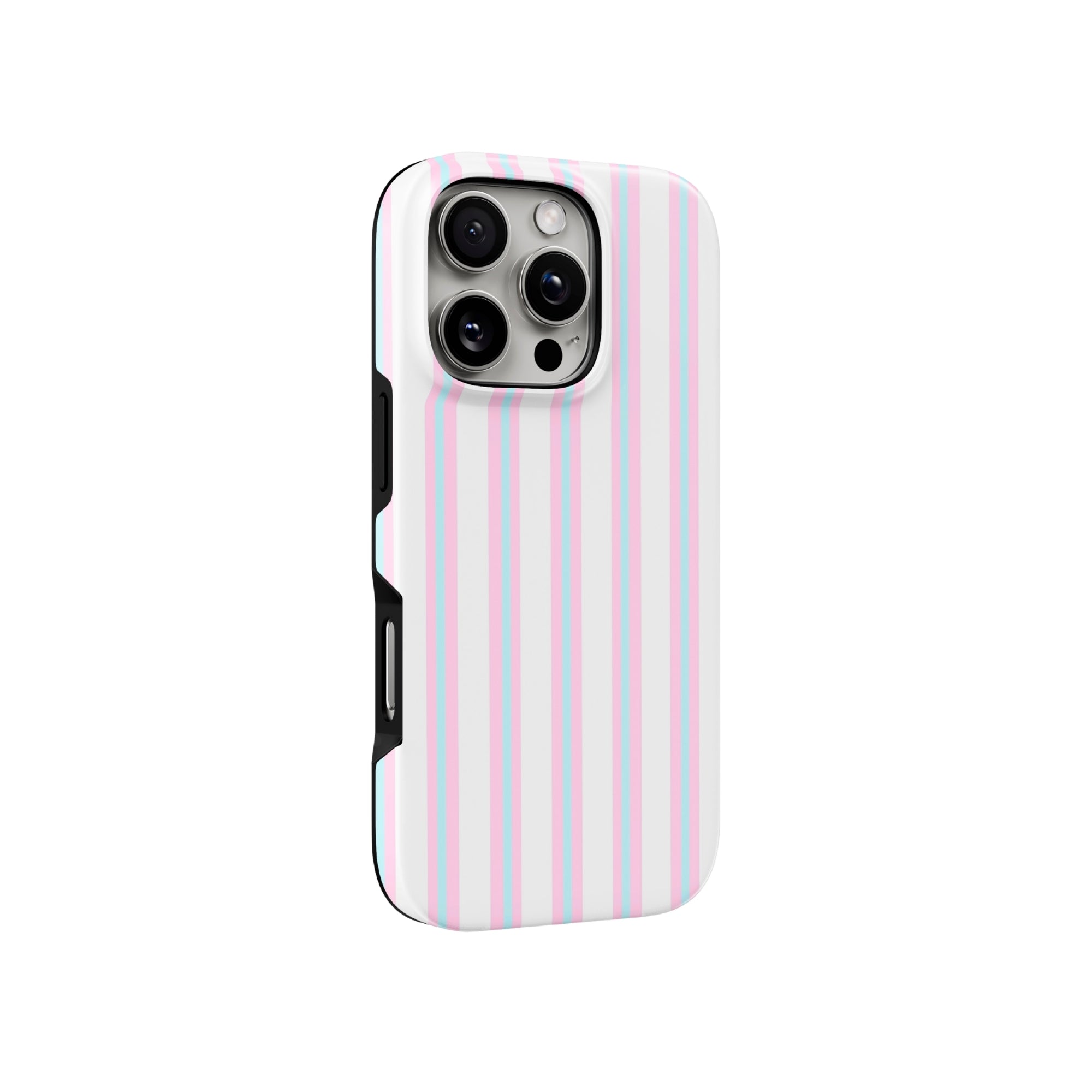 Glossy Pink & Blue Striped iPhone Case