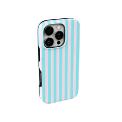 Glossy Turquoise & Pink Striped iPhone Case