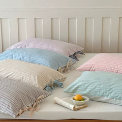 Pastel Striped Bow Pillowcase
