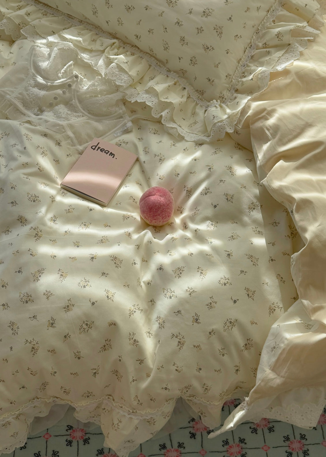 Ivory Floral Cotton Duvet Cover Set