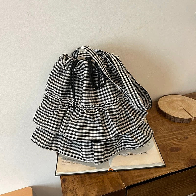 Ruffle Gingham Tote Bag