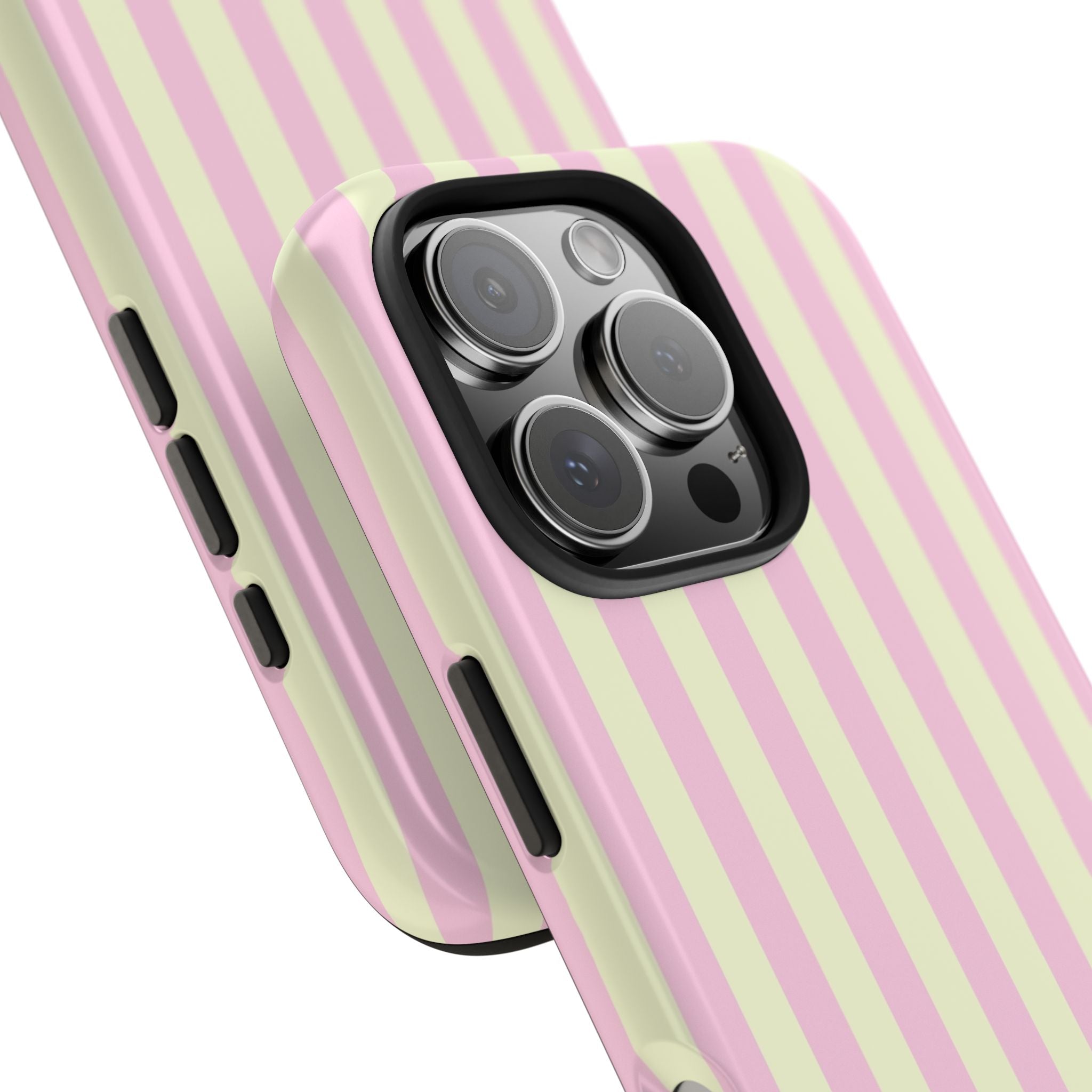 Glossy Pink & Yellow Striped iPhone Case