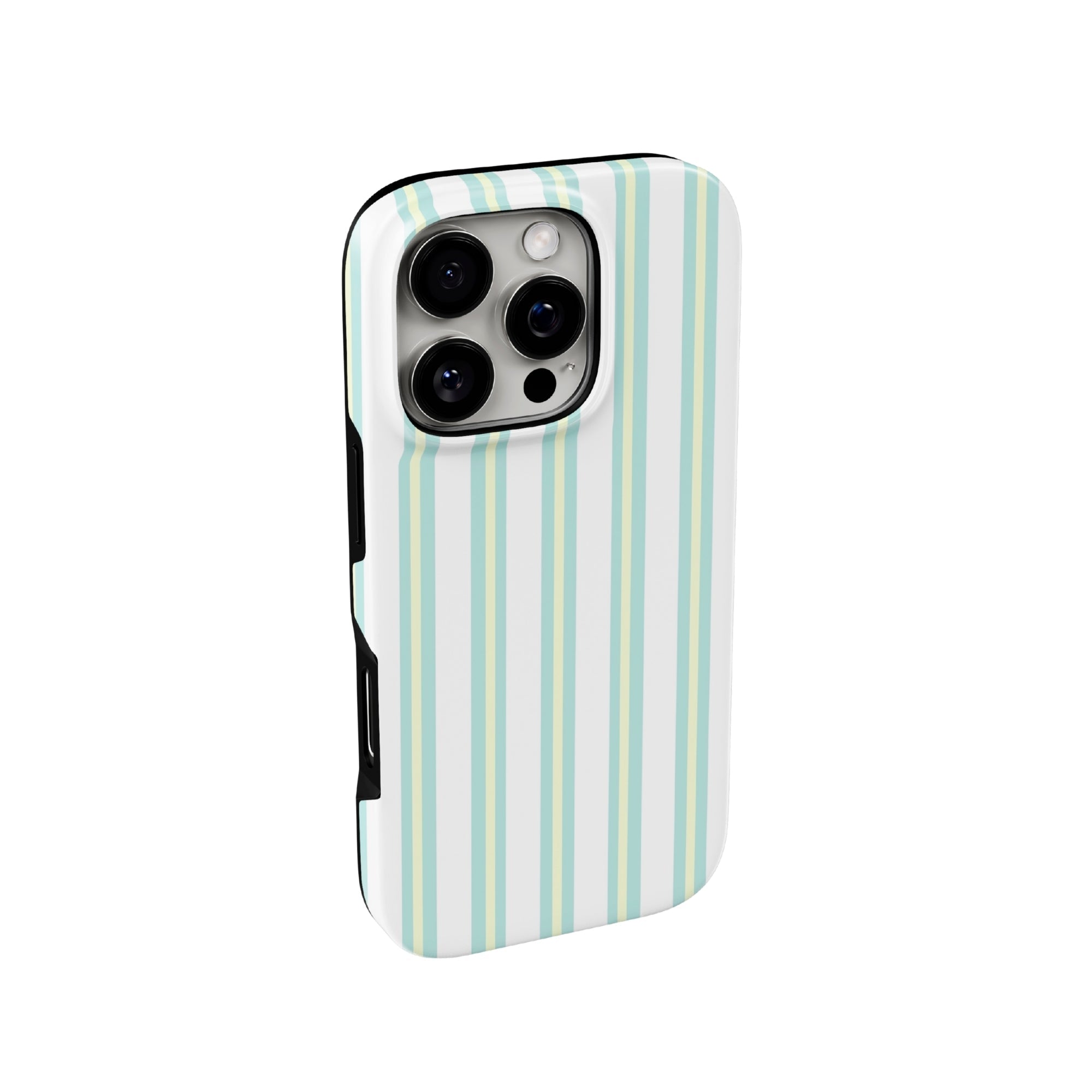 Mint & Yellow Glossy Striped iPhone Case