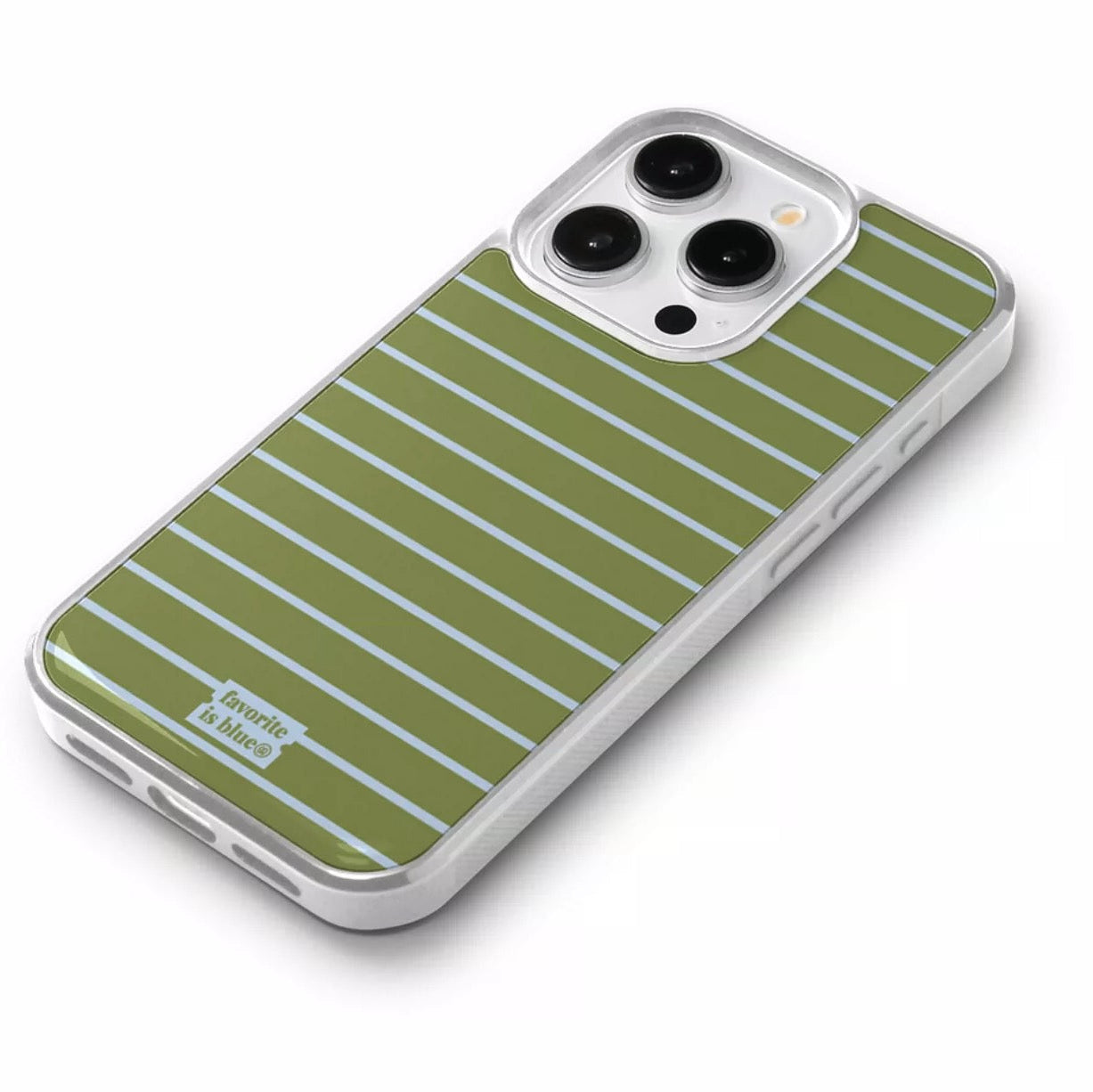 Olive Green Preppy Striped iPhone Case