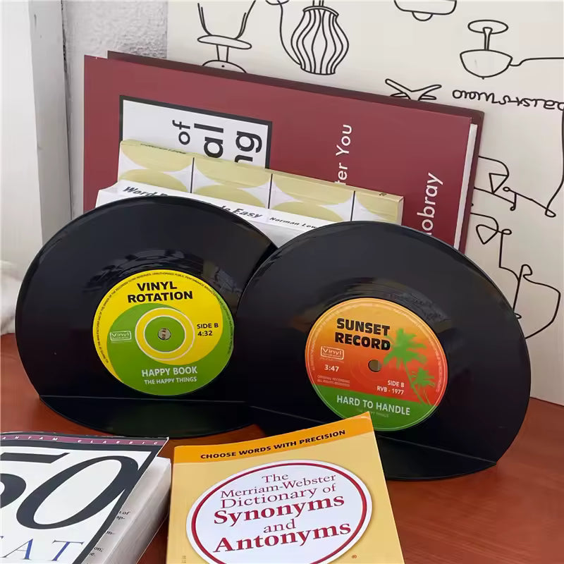 Retro Vinyl Record Bookends