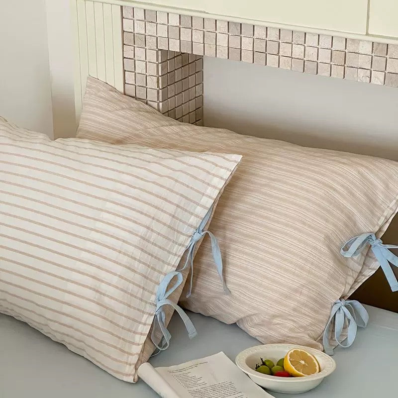 Pastel Striped Bow Pillowcase