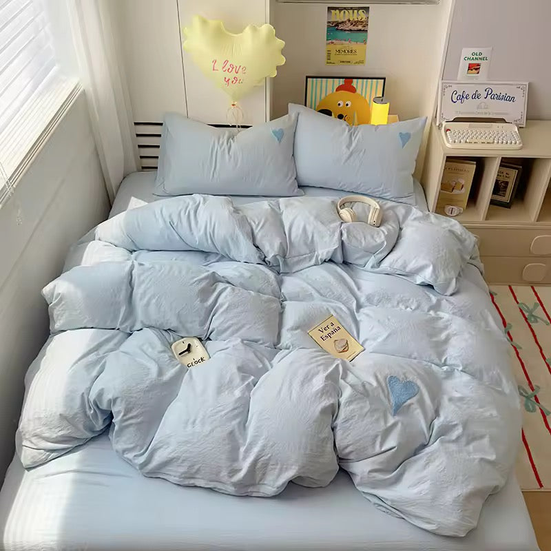 Blue Heart Bedding Set
