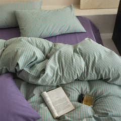 Mint Stripe Cotton Duvet Cover Set
