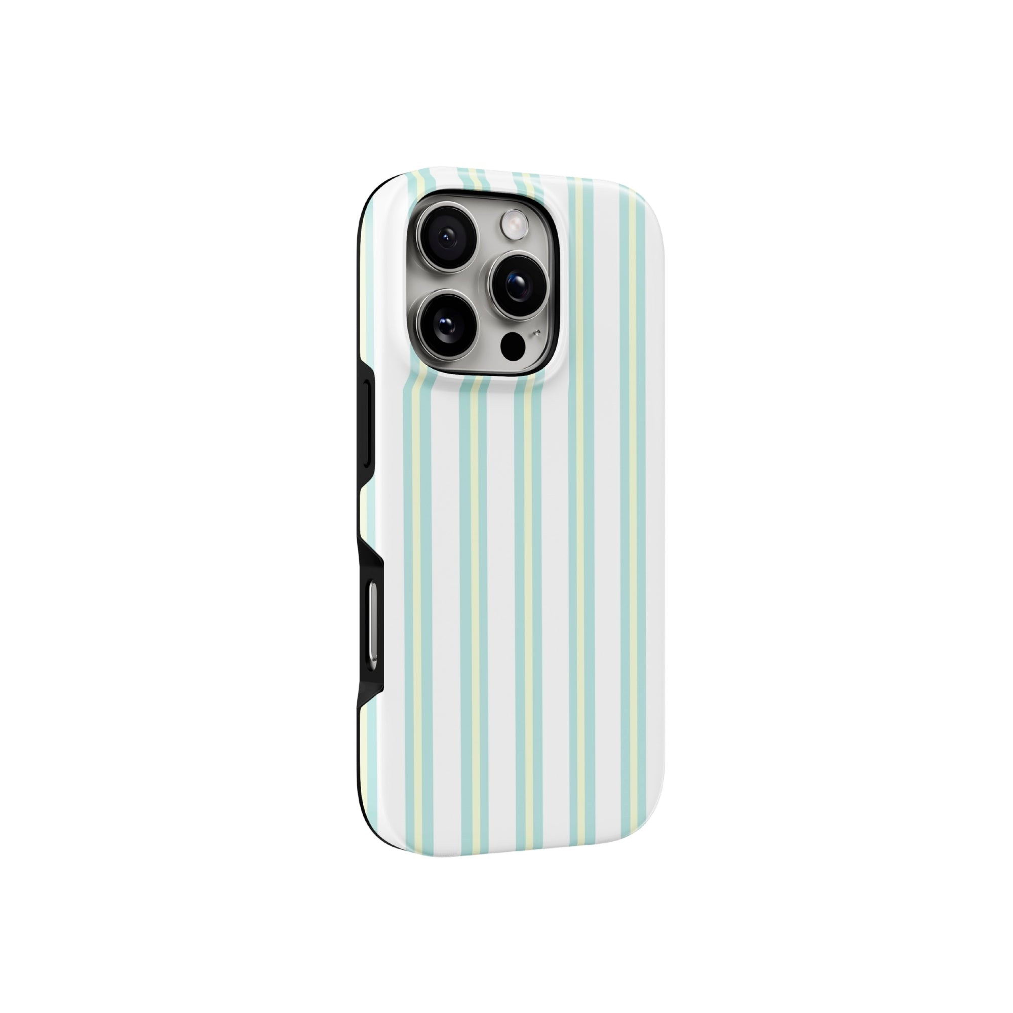 Mint & Yellow Glossy Striped iPhone Case