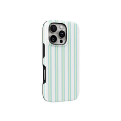 Mint & Yellow Glossy Striped iPhone Case