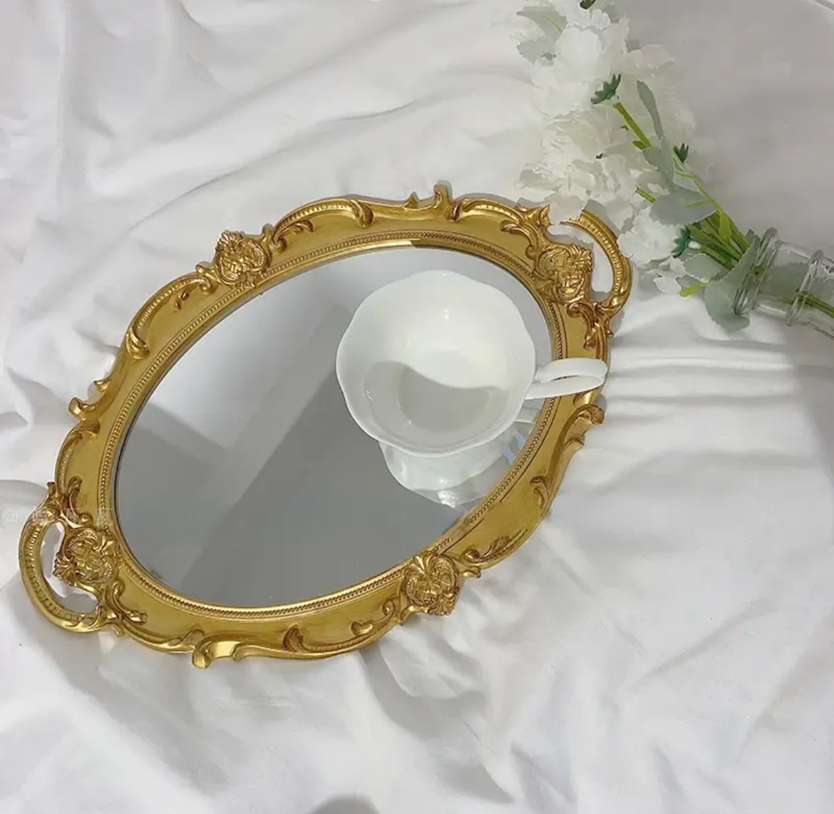 Golden Reflection Mirror and Tray