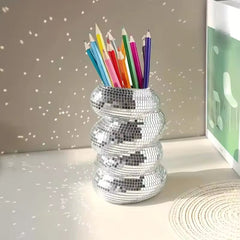 Mirror Disco Ball Spiral Vase