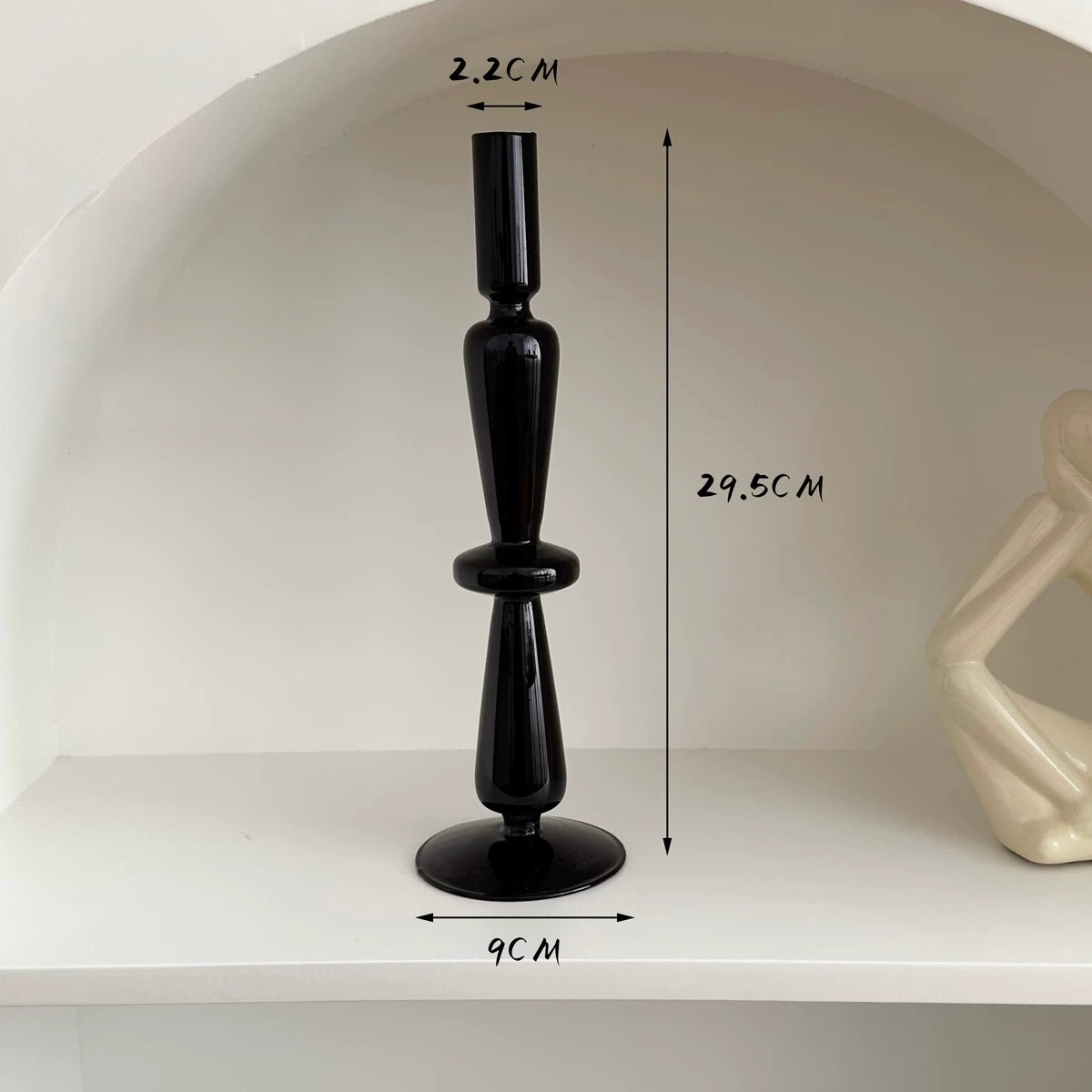 Decorative Black Glass Candle Holder