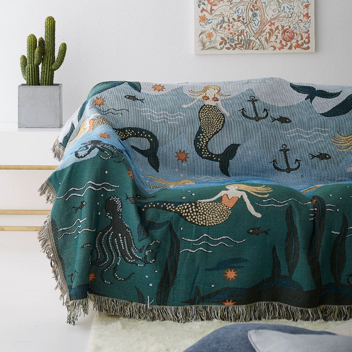 Mermaid Woven Throw Blanket