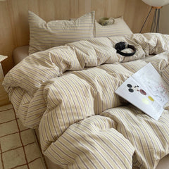 Parisian Style Beige Striped Duvet Cover Set