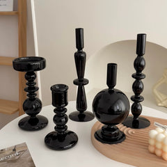 Decorative Black Glass Candle Holder