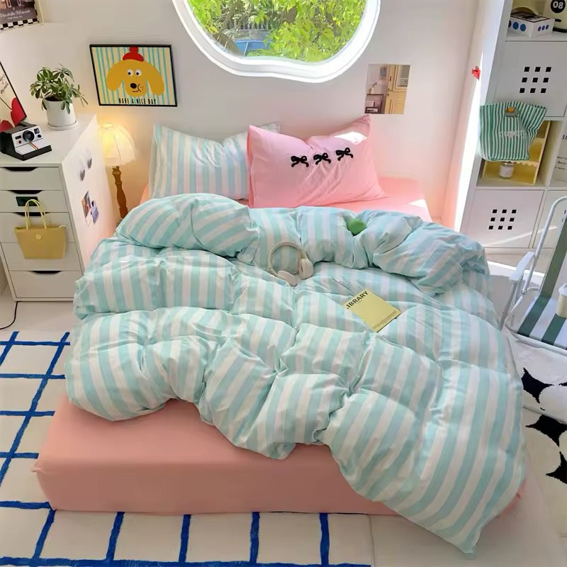 Yellow Striped Cotton Bedding Set