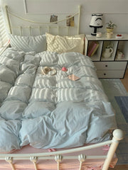 Light Blue Gingham Duvet Cover Set