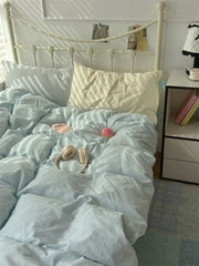 Pastel Blue Gingham Duvet Cover Set