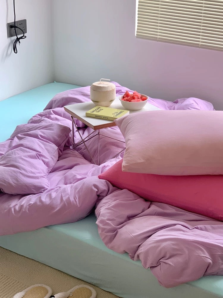 Pastel Pink Cotton Duvet Cover Set