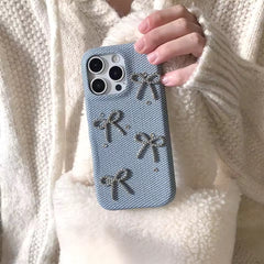 Sparkly Denim Bow iPhone Case