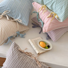 Pastel Striped Bow Pillowcase