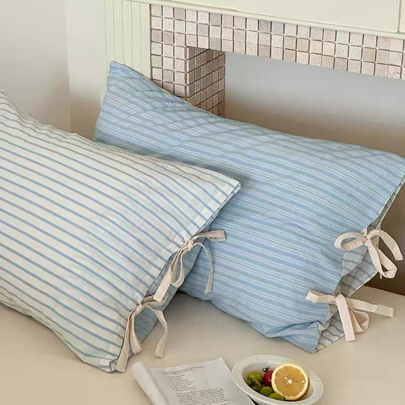 Pastel Striped Bow Pillowcase